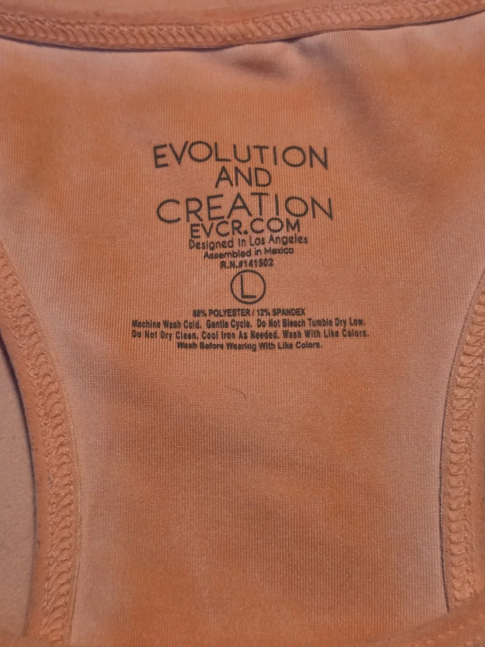 EVCR Evolution and Creation Matching Set L Coral Biker Shorts Crop Top